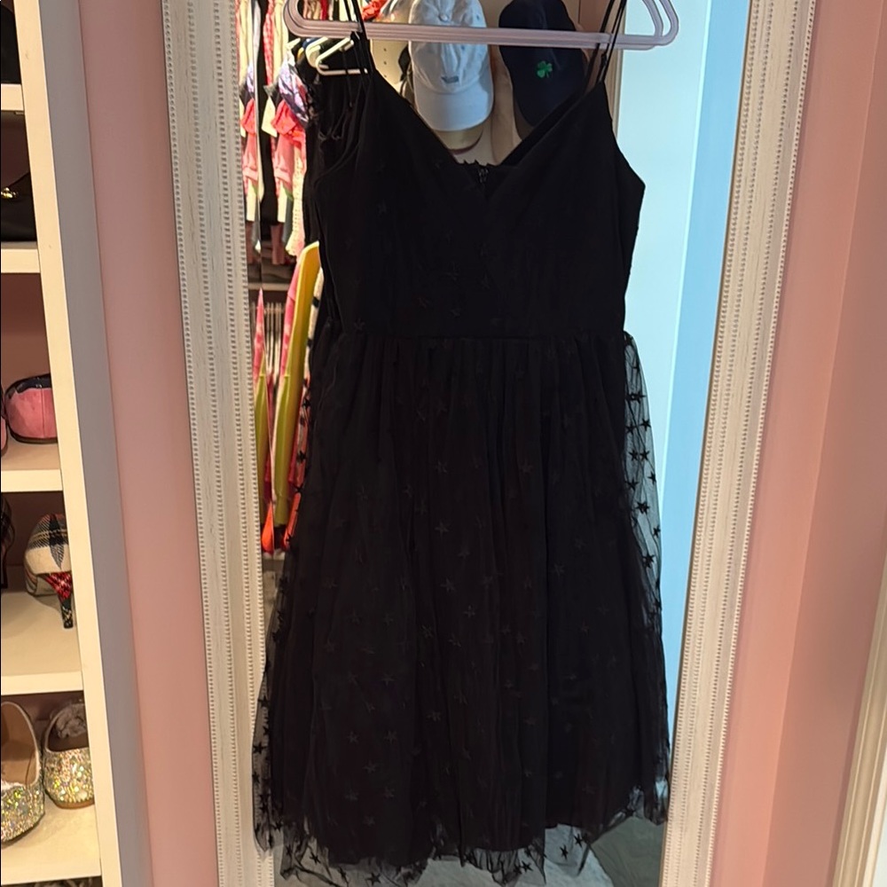 LNC- jcrew- size 10 - black tulle w/ star embroidery cocktail dress